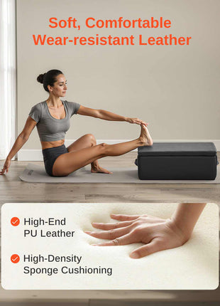 Pilates Box for Reformer, 25x17x9 In Pilates Reformers Sitting Box for Exercises, Premium PU and Wood Pilates Equipment Accessory, Improve Strength, Balance, Range of Motion Home Gym, Black