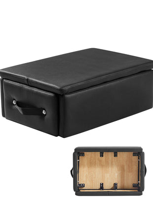 Pilates Box for Reformer, 25x17x9 In Pilates Reformers Sitting Box for Exercises, Premium PU and Wood Pilates Equipment Accessory, Improve Strength, Balance, Range of Motion Home Gym, Black