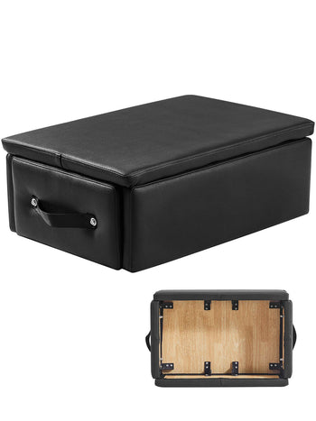 Pilates Box for Reformer, 25x17x9 In Pilates Reformers Sitting Box for Exercises, Premium PU and Wood Pilates Equipment Accessory, Improve Strength, Balance, Range of Motion Home Gym, Black