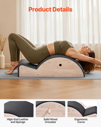 Pilates Spine Corrector, Home Gym Yoga Pilates Accessory, Rubber Wood Fitness Training Tool, Arc Fitness Body Workout Equipment, for Spine Exercises, Balance, Core Strengthening, and Stretching