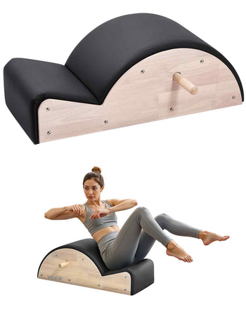 Pilates Spine Corrector, Home Gym Yoga Pilates Accessory, Rubber Wood Fitness Training Tool, Arc Fitness Body Workout Equipment, for Spine Exercises, Balance, Core Strengthening, and Stretching