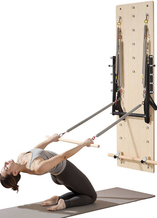 Wall Mounted Pilates Reformer Machine, Maple Wood Pilates Springboard, Exercise Equipment with Resistance Springs, Yoga Fitness Trainer, Suitable for Flexibility Balance, Home Gym Studio Workout