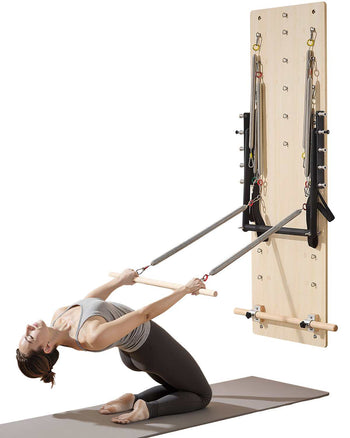 Wall Mounted Pilates Reformer Machine, Maple Wood Pilates Springboard, Exercise Equipment with Resistance Springs, Yoga Fitness Trainer, Suitable for Flexibility Balance, Home Gym Studio Workout