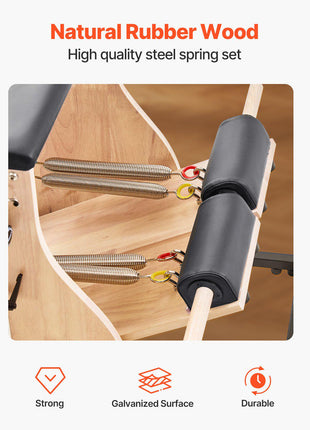 Pilates Chair, Split-Pedal Stability Combo Chairs with Handles, Rubber Wood Frame Yoga Fitness Trainer, Exercise Reformer, Pilates Resistance-Workout Equipment, for Home Gym Studio Workout