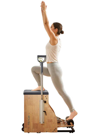 Pilates Chair, Split-Pedal Stability Combo Chairs with Handles, Rubber Wood Frame Yoga Fitness Trainer, Exercise Reformer, Pilates Resistance-Workout Equipment, for Home Gym Studio Workout