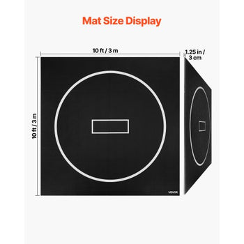 10x10 ft Wrestling Mat, Martial Arts Thick Mat for Home Gym Workouts Exercise, Waterproof PVC Roll-Up Training Mats with Circles, for Gymnastics, Tatami, Jiu Jitsu BJJ MMA Judo, Boxing, Black