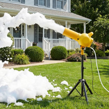 Foam Machine, Handheld Spray Foam Cannon Party Machine, Bubble Cannon with Fan & Triangular Structure, Dense Foams Maker for Gatherings, Backyard, Celebrations & Party, Continuous Foams Output