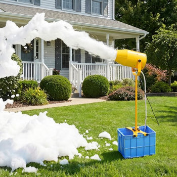 Foam Machine, 9.84 to 16.40 ft Spray Distance Foam Cannon Party Machine, Bubble Cannon with 74QT Water Tank, Stable Vertical Design, Dense Foams Maker for Gatherings, Celebrations & Par