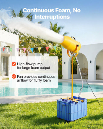 Foam Machine, 9.84 to 16.40 ft Spray Distance Foam Cannon Party Machine, Bubble Cannon with 74QT Water Tank, Stable Vertical Design, Dense Foams Maker for Gatherings, Celebrations & Par
