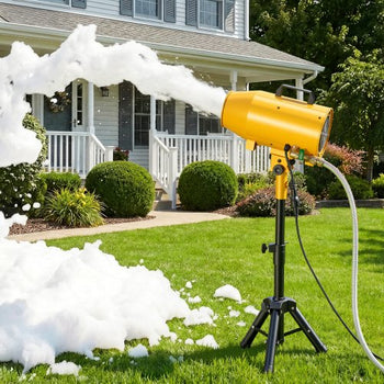 Foam Machine, Adjustable Angle Control Foam Cannon Party Machine, Bubble Cannon with Fan & Triangular Structure, Dense Foams Maker for Backyard, Celebrations & Party, Continuous Foams Output