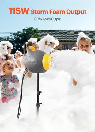 Foam Machine, 115 W Party Foam Cannon, Portable Foam Maker with a Tripod Stand, Powerful Foam Party Machine, for Backyard, Pool, Outdoor Events, Birthdays, Celebrations and Party, Grey & Yellow