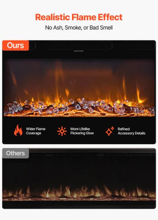 42 inch Electric Fireplace, Wall Mounted Recessed Fire Place with Remote Control, Timer, 1500W, Adjustable Flame Color Brightness, Touch Screen, Overheat Protection, for Living Room,Bedroom