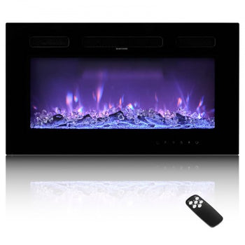 50 inch Electric Fireplace, Wall Mounted Recessed Fire Place with Remote Control, Timer, 1500W, Adjustable Flame Color Brightness, Touch Screen, Overheat Protection, for Living Room,Bedroom