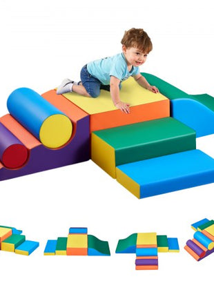 Climbing Toys, 7-Piece Set, Foam Climbing Toys for Toddlers 6 Months to 3 Years Old, PU Leather Climbing Blocks, Indoor Climb and Crawl Activity Playset for Crawling & Sliding, Easy to Clean