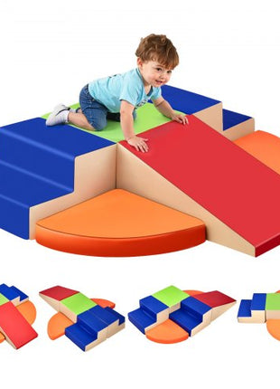 Climbing Toys, 6-Piece Set, Foam Climbing Toys for Toddlers 6 Months to 3 Years Old, PU Leather Climbing Blocks, Indoor Climb and Crawl Activity Playset for Crawling & Sliding, Easy to Clean