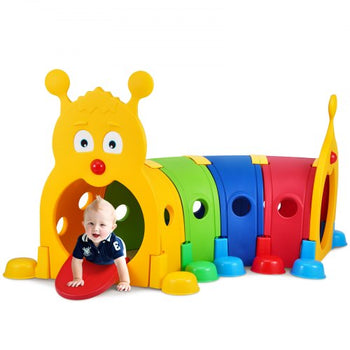 Caterpillar Tunnel for Kids, Outdoor Indoor Climb and Crawl Through, Play Equipment for Toddler,Boys,Girls,Baby 3-6, 4 Sections, for Daycare, Preschool, Playground, Multicolor
