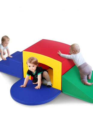 Toddler Climbing Toys Indoor, 5 Piece Climb, Crawl and Tunnel Soft Play Equipment, Foam Climbing Toys, Kids Tunnel Maze with Stairs and Ramp,Indoor for Preschoolers Easy to Clean (Assorted)