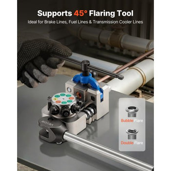 Professional Brake Line Flaring Tool, 45 Degree Double Flare Bubble Flare Tool Kit for 3/16", 1/4", 5/16", 3/8" Copper Aluminum Thin Steel Tubes