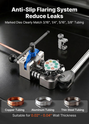 Professional Brake Line Flaring Tool, 45 Degree Double Flare Bubble Flare Tool Kit for 3/16", 1/4", 5/16", 3/8" Copper Aluminum Thin Steel Tubes