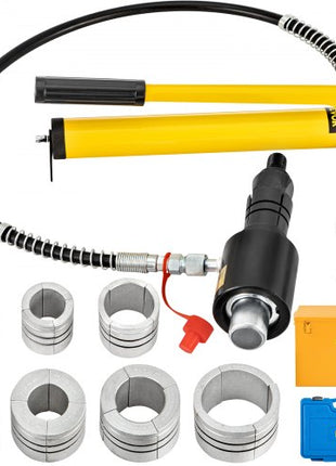 Hydraulic Exhaust Pipe Expander, 1-5/8\" to 4-1/4\" size, 10 T Manual Hydraulic Pipe Stretcher with 4 Dies and 2 Storing Case for Copper, Aluminum Tubes in Car Repairing