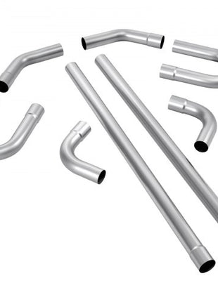 Exhaust Pipe, 8 Pcs 2.25 Inch Mild Steel DIY Custom Exhaust Tubing Straight & U-Bend Kit with 90 & 135 Degree Pipes, Galvanized Surface Finish, Universal Fit for Truck, Sedan, Sports Car, SUV