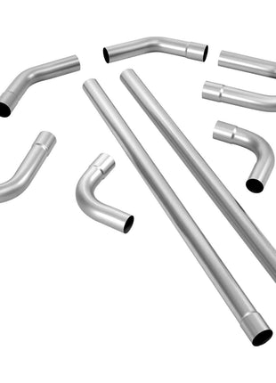 Exhaust Pipe, 8 Pcs 2.25 Inch Mild Steel DIY Custom Exhaust Tubing Straight & U-Bend Kit with 90 & 135 Degree Pipes, Galvanized Surface Finish, Universal Fit for Truck, Sedan, Sports Car, SUV