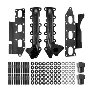 Exhaust Headers Manifold Replacement 2PCS Heat-Resistant Cast Iron, Compatible with Ford F-150 3.5L Ecoboost 11-16, Complete Hardware for Improved Exhaust Flow & Engine Performance