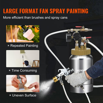 VEVOR large format fan spray painter, stainless steel, efficient for even surface painting, features adjustable spray nozzle.