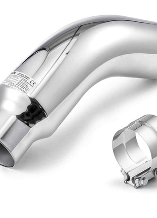 Elbow Exhaust Tip, 4 Inch Inlet, 6 Inch Outlet, 23 in Overall Length, Chrome Turn Down Exhaust Tip with Clamp for Truck, Sedan, Sports Car, SUV, Chrome Structure for High Temperature Resistance