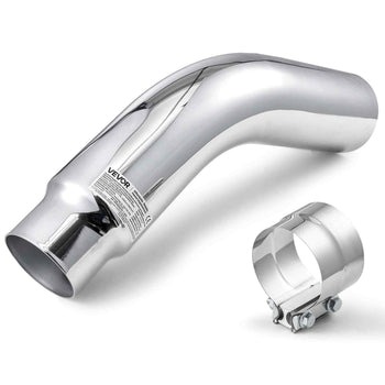 Elbow Exhaust Tip, 4 Inch Inlet, 5 Inch Outlet, 23 in Overall Length, Chrome Turn Down Exhaust Tip with Clamp for Truck, Sedan, Sports Car, SUV, Chrome Structure for High Temperature Resistance