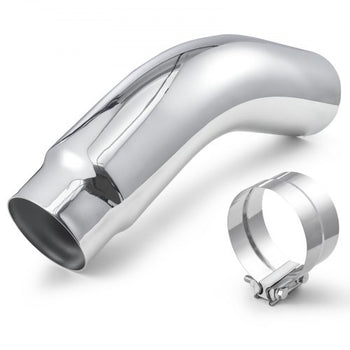 Elbow Exhaust Tip, 5 Inch Inlet, 6 Inch Outlet, 23 in Overall Length, Chrome Turn Down Exhaust Tip with Clamp for Truck, Sedan, Sports Car, SUV, Chrome Structure for High Temperature Resistance