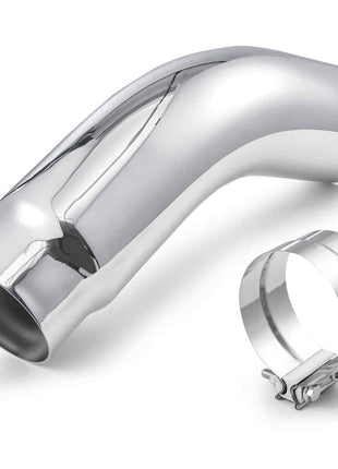 Elbow Exhaust Tip, 5 Inch Inlet, 6 Inch Outlet, 23 in Overall Length, Chrome Turn Down Exhaust Tip with Clamp for Truck, Sedan, Sports Car, SUV, Chrome Structure for High Temperature Resistance
