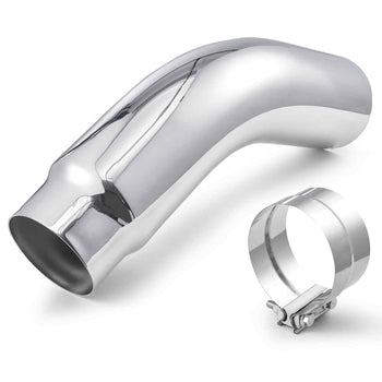 Elbow Exhaust Tip, 5 Inch Inlet, 6 Inch Outlet, 23 in Overall Length, Chrome Turn Down Exhaust Tip with Clamp for Truck, Sedan, Sports Car, SUV, Chrome Structure for High Temperature Resistance
