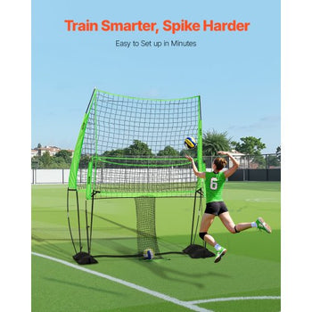 Volleyball Training Net System, Freely Height-Adjustable Practice Equipment with Ball Return, 8x11ft Portable Net Station, Easy Setup for Backyard Indoor Outdoor Serving Spiking Improve Accuracy