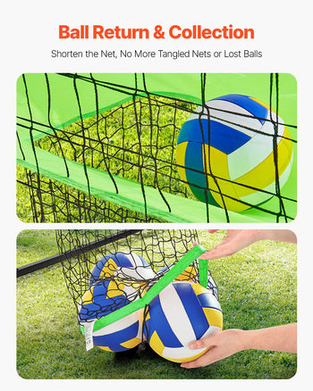 Volleyball Training Net System, Freely Height-Adjustable Practice Equipment with Ball Return, 8x11ft Portable Net Station, Easy Setup for Backyard Indoor Outdoor Serving Spiking Improve Accuracy