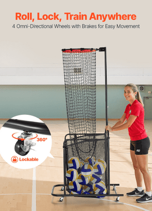 Volleyball Setter Training Equipment, Angle and Height Adjustable Volleyball Trainer, Portable Practice Net with Cart, Wheels, Carrying Bag, Indoor Outdoor Target Net for Serving Spiking Setting