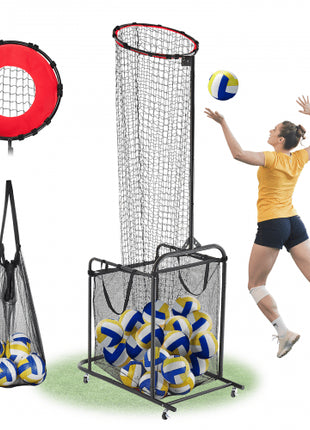 Volleyball Setter Training Equipment, Angle and Height Adjustable Volleyball Trainer, Portable Practice Net with Cart, Wheels, Carrying Bag, Indoor Outdoor Target Net for Serving Spiking Setting