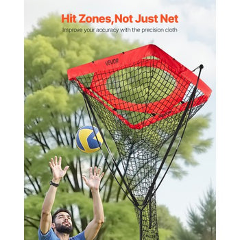Volleyball Setter Training Equipment, Angle and Height Adjustable Volleyball Trainer, Portable Practice Net with Steel Base, Carrying Bag, Indoor Outdoor Target Net for Serving Spiking Setting