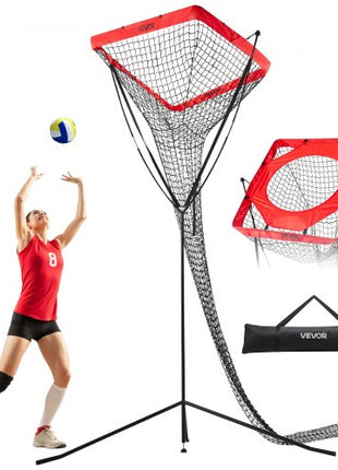 Volleyball Setter Training Equipment, Angle and Height Adjustable Volleyball Trainer, Portable Practice Net with Steel Base, Carrying Bag, Indoor Outdoor Target Net for Serving Spiking Setting