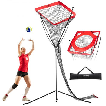 Volleyball Setter Training Equipment, Angle and Height Adjustable Volleyball Trainer, Portable Practice Net with Steel Base, Carrying Bag, Indoor Outdoor Target Net for Serving Spiking Setting