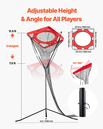 Volleyball Setter Training Equipment, Angle and Height Adjustable Volleyball Trainer, Portable Practice Net with Steel Base, Carrying Bag, Indoor Outdoor Target Net for Serving Spiking Setting