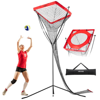 Volleyball Setter Training Equipment, Angle and Height Adjustable Volleyball Trainer, Portable Practice Net with Steel Base, Carrying Bag, Indoor Outdoor Target Net for Serving Spiking Setting