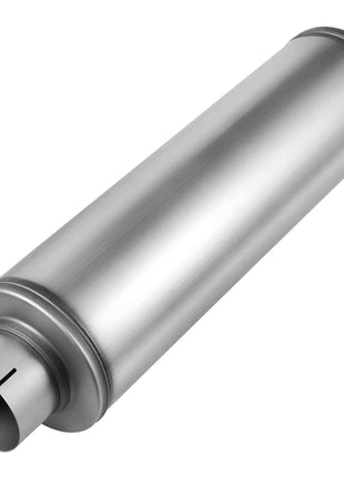 Exhaust Muffler, 4 Inch Inlet & Outlet, 30 Inch Overall Length Stainless Steel Exhaust Tip, Universal Resonator Round Body, High Performance for Trucks, Sedans, Sports Cars, SUVs & Daily Drivers
