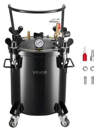 Pressure Pot Tank, 5.3 Gal/20 L Heavy Duty Steel Air Tool Pressure Pot, Pressures Pots with Three Quick-Connect Couplers for Home Use, DIY, Art Creations, Large-Diameter Tank