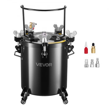 Pressure Pot Tank, 10.6 Gal/40 L Heavy Duty Steel Air Tool Pressure Pot, Pressures Pots with Three Quick-Connect Couplers for Home Use, DIY, Art Creations, Large-Diameter Tank