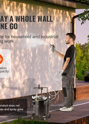 Spray Paint Pressure Pot, 20L/5gal Pressure Pot Tank, 70 psi Adjustale Pressure, Steel Pressure Pot Paint Tank with Casters and Leak Repair Sealant, for Home Decor and Industry Painting