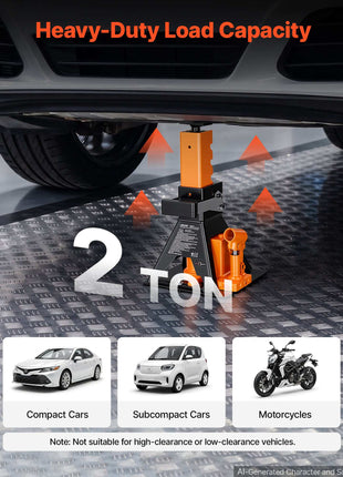 Hydraulic Bottle Jack and Jack Stand in One 2 Ton (4409.3 lbs) Lift, for Compact Car, Subcompact Car & Motorcycle, 8.78"-18.39" Lifting Range, All-in-One Heavy Duty Vehicle Unijack, Wide Base