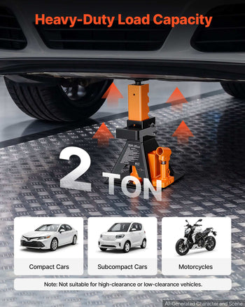 Hydraulic Bottle Jack and Jack Stand in One 2 Ton (4409.3 lbs) Lift, for Compact Car, Subcompact Car & Motorcycle, 8.78"-18.39" Lifting Range, All-in-One Heavy Duty Vehicle Unijack, Wide Base