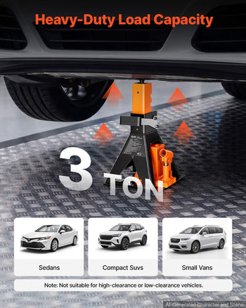 Hydraulic Bottle Jack and Jack Stand in One 3 Ton (6613.9 lbs) Lift, for Sedans, Compact SUVs & Small Vans, 10.75"-21.14" Lifting Range, All-in-One Heavy Duty Vehicle Unijack with Wide Base