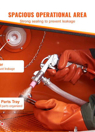 25 Gallon Sandblasting Cabinet, 40-120PSI Portable Benchtop Sand Blasting Cabinet, Heavy Duty Steel Sand Blaster with Blasting Gun & 4 Ceramic Nozzles for Paint, Stain, Rust Removal